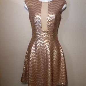 bebe Bronze Sequin Mini Dress